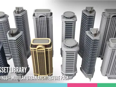 City Buildings Modular Urban Architecture Pack 3D model