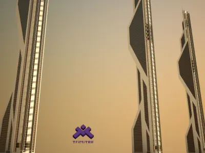 Futuristic Sci-Fi Skyscraper 01 Low-poly 3D model
