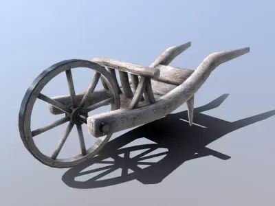 Medieval Wheelbarrow Low-poly 3D model