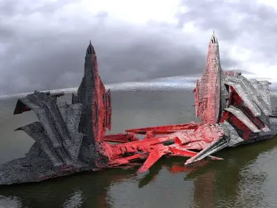 Ocean Drake interceptor Ocean Ship Base Kitbash 6  3D model