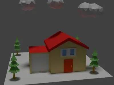 simple house Low-poly 3D model