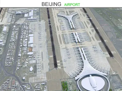 Beijing Airport 10km Low-poly 3D model