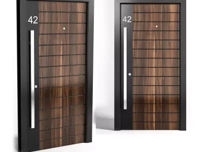entrancedoor wooden door with number 3D model