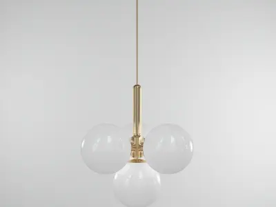 RAFFIN pendant light with three balls hanging from brass chain 3D model
