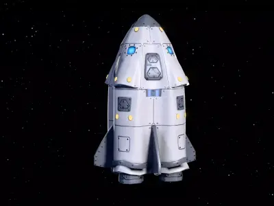 Stylized Sci-Fi Rocket Low-poly 3D model