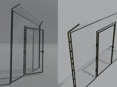 Modular 3D Metal Fence Low-poly 3D model