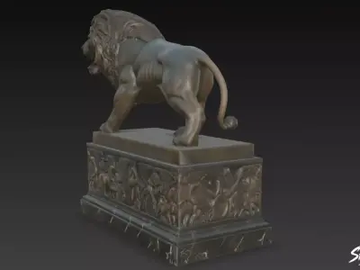 Lion Statue V14 Low-poly 3D model