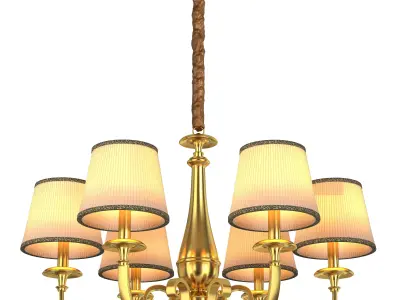 Pleated Brass Chandelier 3D model