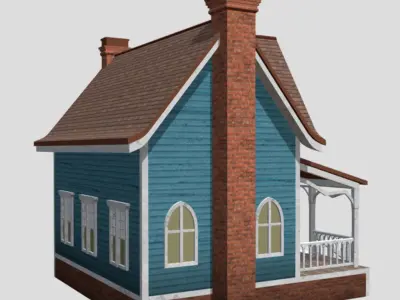 American Style Cottage - Town House Model Low-poly 3D model