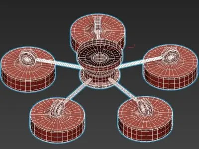 movee five light ceiling fixture in mint 3D model