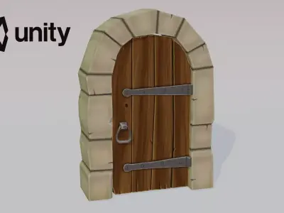 Medieval door Low-poly 3D model