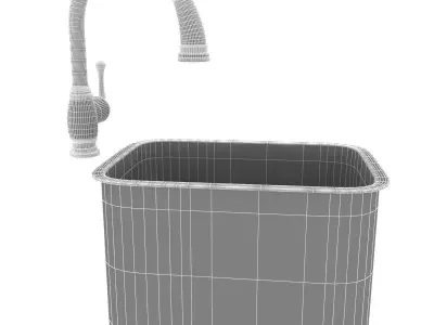 Grohe Bridgeford Faucet and Steel Queen Stainless Steel sink  3D model