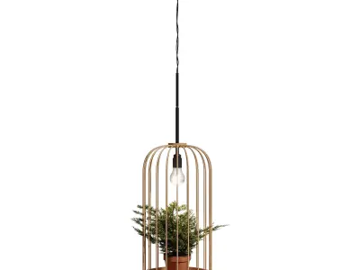 Puins Ceiling Lighting Bird Cage Planter 3D model