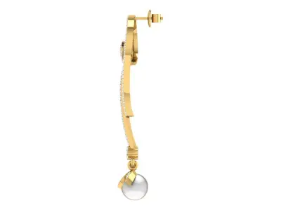 Light Weight Gold Diamond Earring  -earr7 3D print model