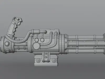 low poly minigun Low-poly 3D model