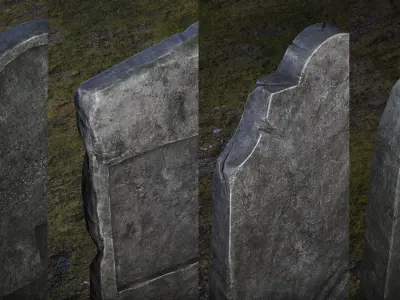 Tombstone - 4 Models - 4k Textures - Low-poly 3D model