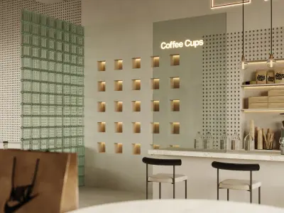Modern coffee bar interior design 3d model 3D model