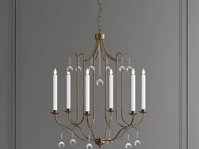 Piper chandelier with four candle holders and crystals 3D model