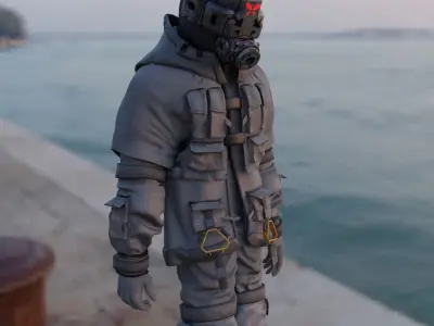 Scifi Character - Cyberpunk Enforcer Low-poly 3D model