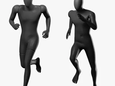  Black Rigged Simple and Sport Men Mannequins 