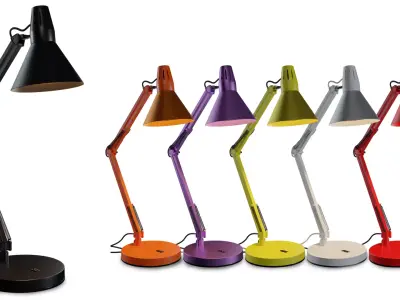 Highly Detailed Industrial Table Lamp With Rig 3D model