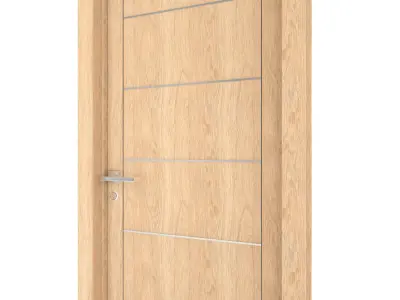 Door-062 wooden door with glass panel 3D model
