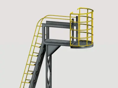 Industrial Mobile Cantilever Work Platform Low-poly 3D model