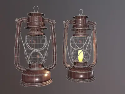 Oil Lamp Low-poly 3D model