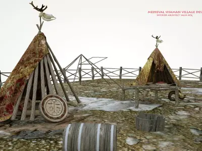  Medieval Shaman Village Design  Set 3D model