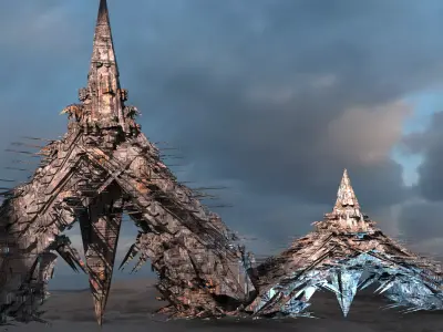 Amon Ra Sci fi Pyramid Dark Tower 2 versions  3D model
