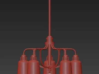Antique Brass 5 Light Dinette Chandelier 3D model