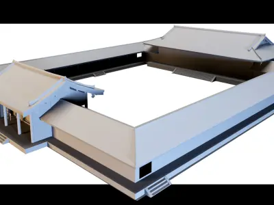 4 Chinese buildings- 3d Model 3D model