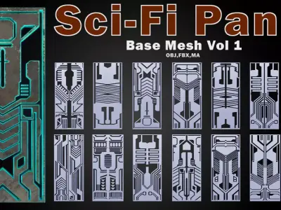 Sci-fi Panels Base Mesh Vol 1  Low-poly 3D model