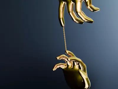  separating hands gold earring  3D print model