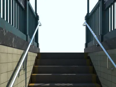 Subway Entrance NYC Low-poly 3D model