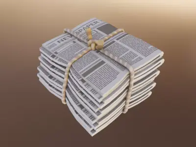 Stylized Newspaper Stack Low-poly 3D model