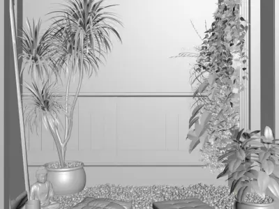 Garden balcony interior Free 3D model