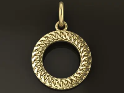 Cuban Link Round Hollow Halo Frame Pendant 15MM Diameter 3D print model