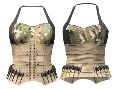  Women Camouflage Full Military Soldier Outfit Low-poly 3D model