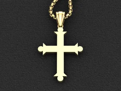 High Cross Pendant Light Gold 18K 3CP051 3D model