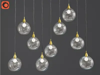 Firefly 9 Bulb Nickel Pendant Light 3D model