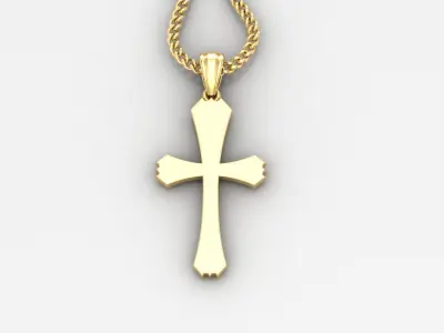 Light Gold 18K Cross Pendant 1CP036 3D print model