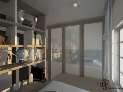 Blue Bedroom Scene 3D model