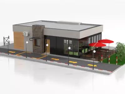 Drive-Thru Fast Food Restaurant  3D model