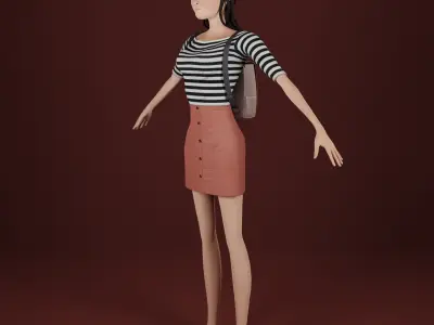 Woman fashion outfit v6 3D model