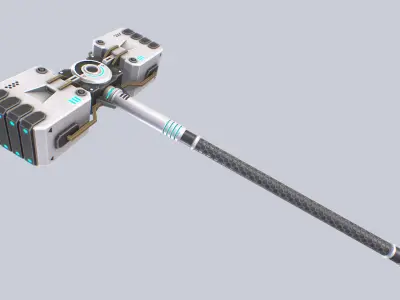 Scifi hammer Low-poly 3D model
