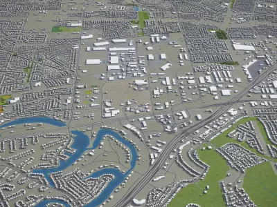 Sugar Land - 3D City Model Low-poly 3D model