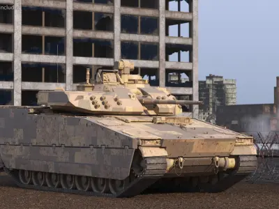  Dirty Armored Tank Vehicle Sand Camouflage 