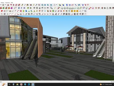 Modern Shopping mall with landscape 3d model 3D model