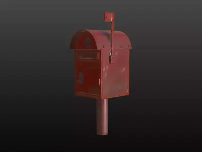Realistic 3D Model Render Old Metal Mailbox 3D model